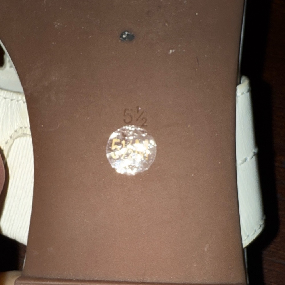 Tory Burch White Thong Sandals with Gold Logo Accent - Picture 7 of 8